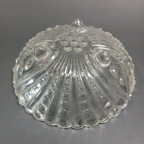 Vintage 4 5/8" Anchor Hocking Clear Boopie Pattern Footed Bowl, Bubble Pattern - Picture 5 of 10